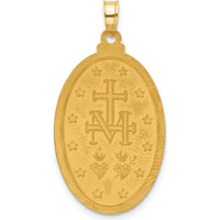 14K Yellow Gold and White Rhodium Miraculous Medal Oval Pendant - 33mm Length by Oro Pregiato