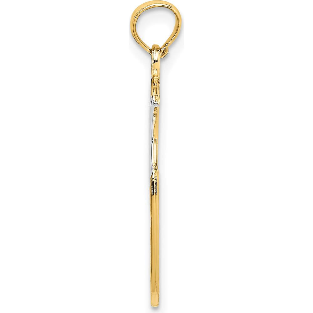 14K Yellow Gold and White Rhodium Moon and Stars Charm - Inspirational WISH DREAM BELIEVE Pendant by Oro Pregiato
