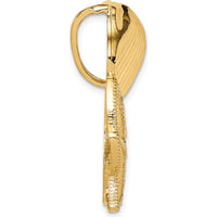 14K Yellow Gold and White Rhodium Ocean-Inspired Omega Slide Pendant with Scallop Shell, Starfish, and Sand Dollar by 0