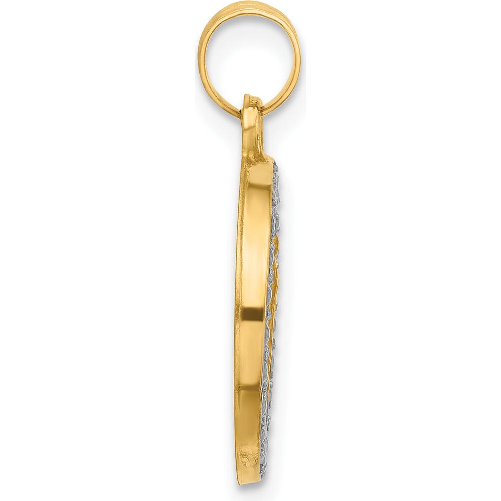 14K Yellow Gold and White Rhodium Our Lady of Guadalupe Medal Pendant - Satin Finish by Oro Pregiato