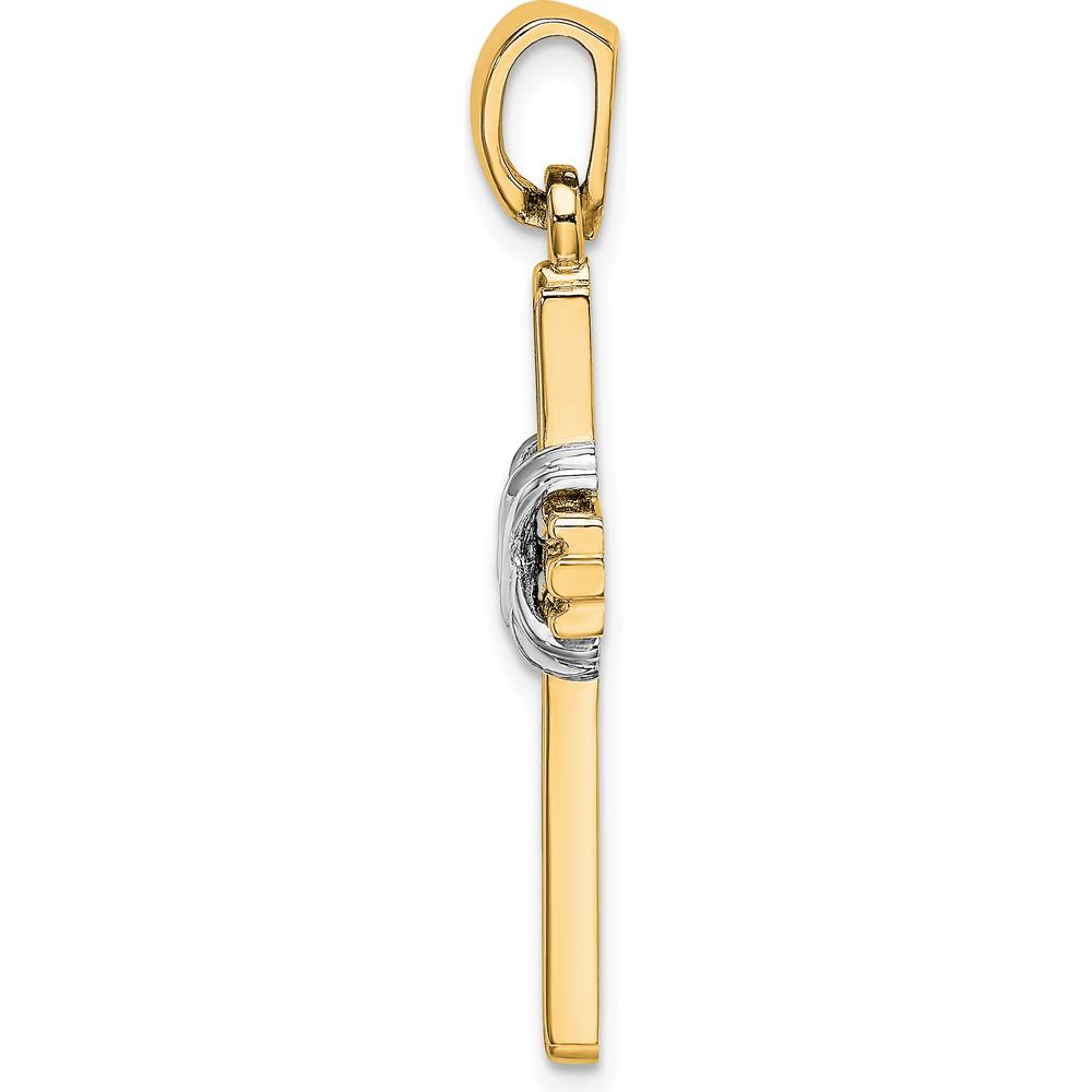 14K Yellow Gold and White Rhodium Passion Cross Pendant - 34.15mm Length by Oro Pregiato
