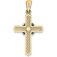 14K Yellow Gold and White Rhodium Passion Cross Pendant - 34.15mm Length by Oro Pregiato