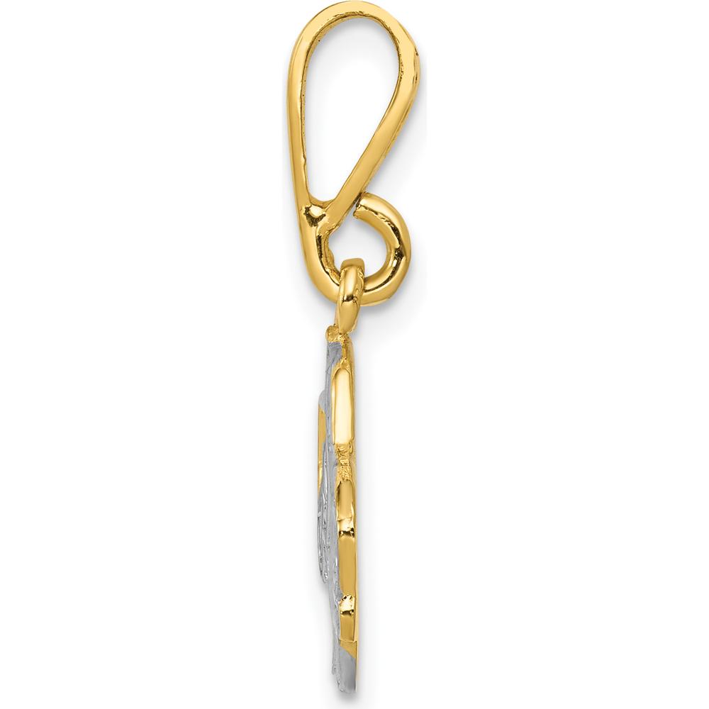 14K Yellow Gold and White Rhodium Pickup Truck Themed Pendant - Textured Design by Oro Pregiato