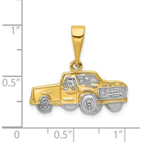 14K Yellow Gold and White Rhodium Pickup Truck Themed Pendant - Textured Design by Oro Pregiato