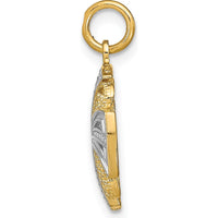 14K Yellow Gold and White Rhodium Pinwheel Filigree Medallion Charm by Oro Pregiato