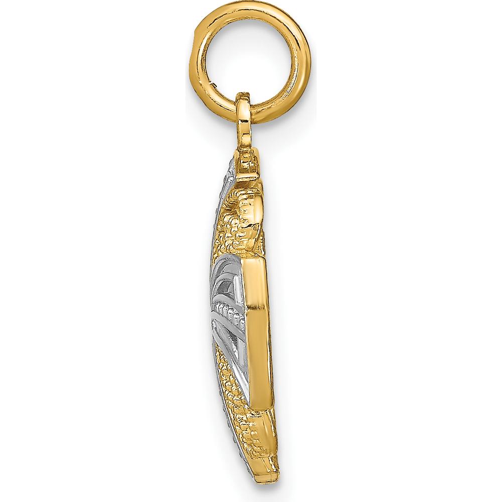 14K Yellow Gold and White Rhodium Pinwheel Filigree Medallion Charm by Oro Pregiato