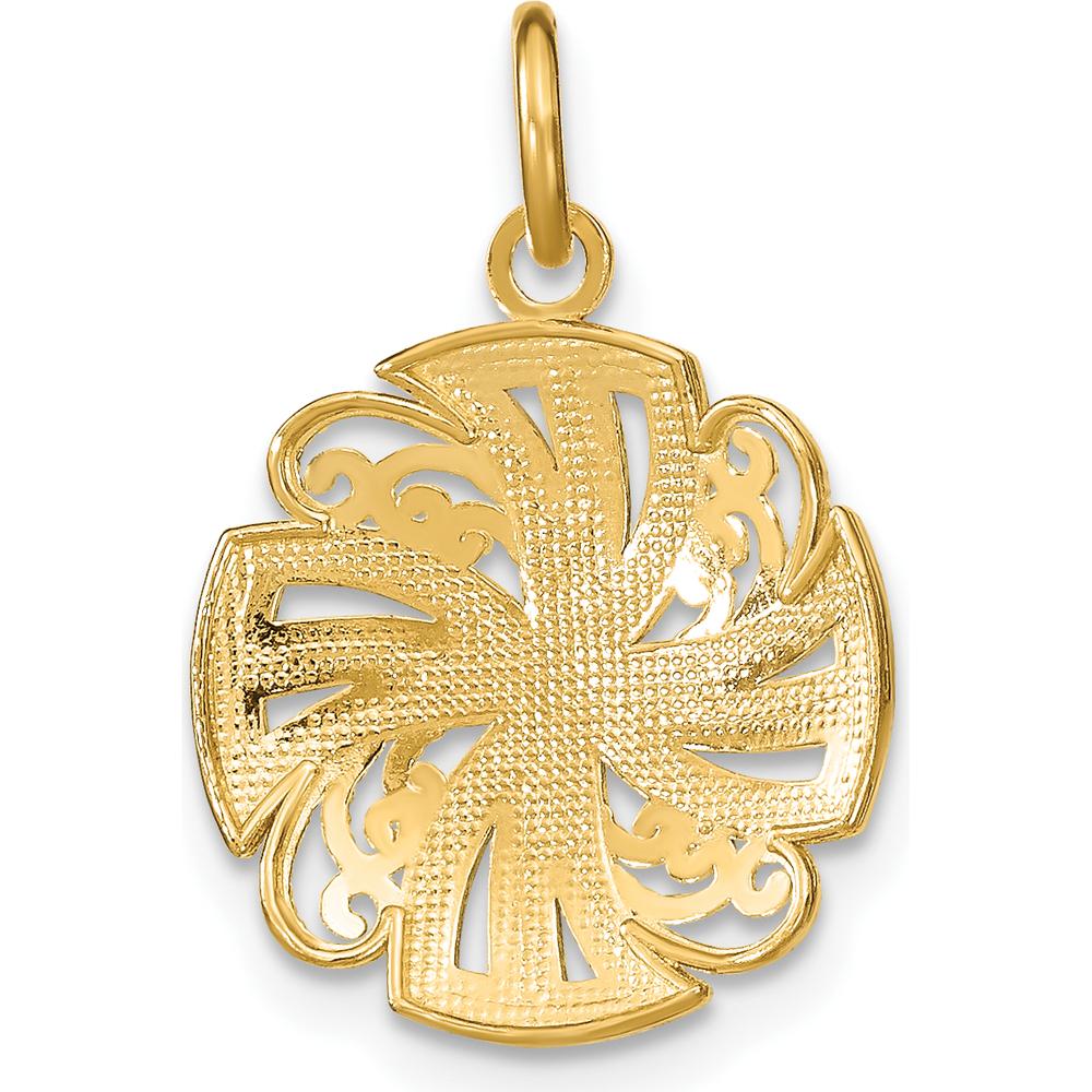14K Yellow Gold and White Rhodium Pinwheel Filigree Medallion Charm by Oro Pregiato