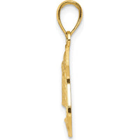 14K Yellow Gold and White Rhodium Police Badge Pendant - Textured Finish by Oro Pregiato