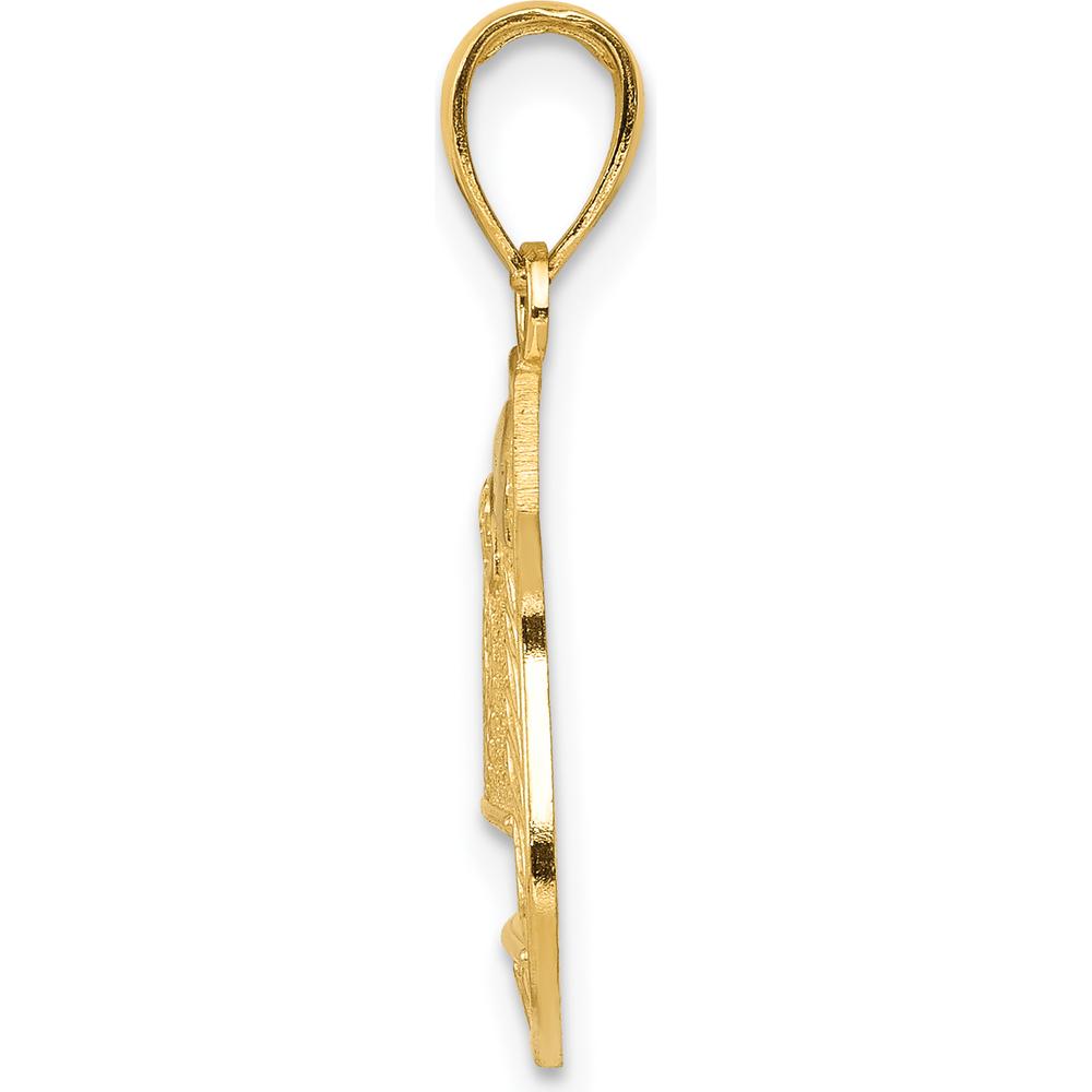 14K Yellow Gold and White Rhodium Police Badge Pendant - Textured Finish by Oro Pregiato