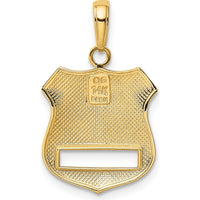 14K Yellow Gold and White Rhodium Police Badge Pendant - Textured Finish by Oro Pregiato