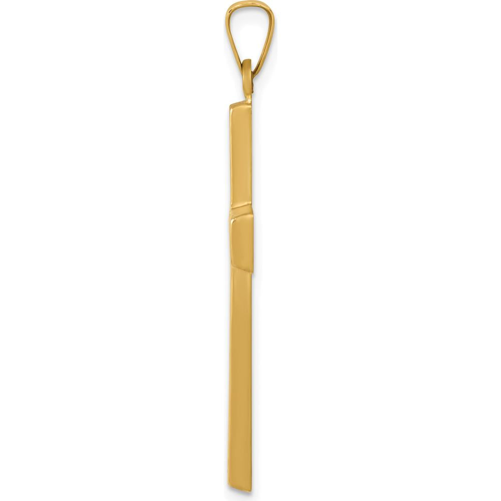 14K Yellow Gold and White Rhodium Polished Cross with Dove Pendant - 37.19mm by Oro Pregiato