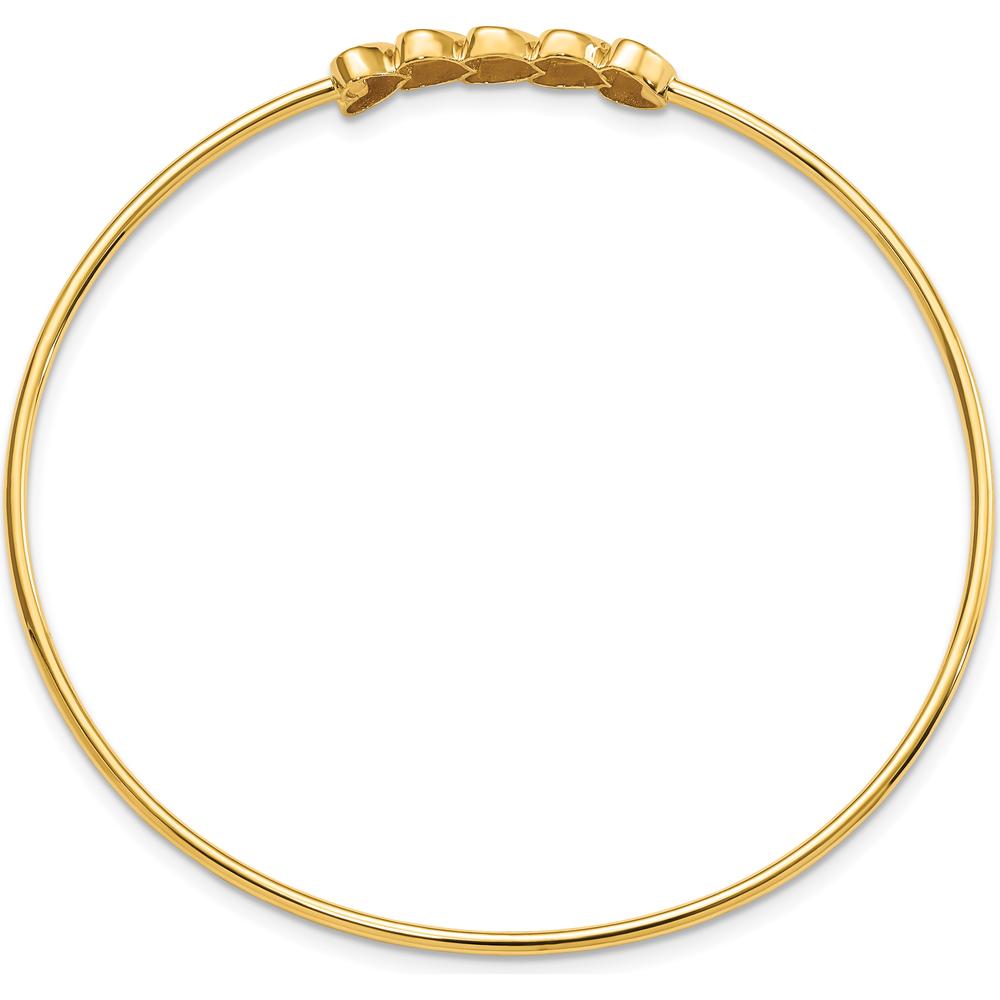 14K Yellow Gold and White Rhodium Polished Diamond-cut Hearts Slip-on Bangle Bracelet - 7.5in by Oro Pregiato