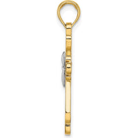 14K Yellow Gold and White Rhodium Polished Fancy Cross Charm - 24.8mm Length by Oro Pregiato