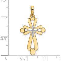 14K Yellow Gold and White Rhodium Polished Fancy Cross Charm - 24.8mm Length by Oro Pregiato