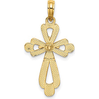 14K Yellow Gold and White Rhodium Polished Fancy Cross Charm - 24.8mm Length by Oro Pregiato