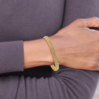 14K Yellow Gold and White Rhodium Polished Fancy Link Bracelet - 7.4mm Width, 8 Inch Length by Oro Pregiato