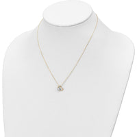 14K Yellow Gold and White Rhodium Polished Heart Necklace with Satin "LOVE" Pendant - 17" by 0