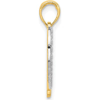 14K Yellow Gold and White Rhodium Polished Heart Pendant - 23mm Length, 17.8mm Width by Oro Pregiato