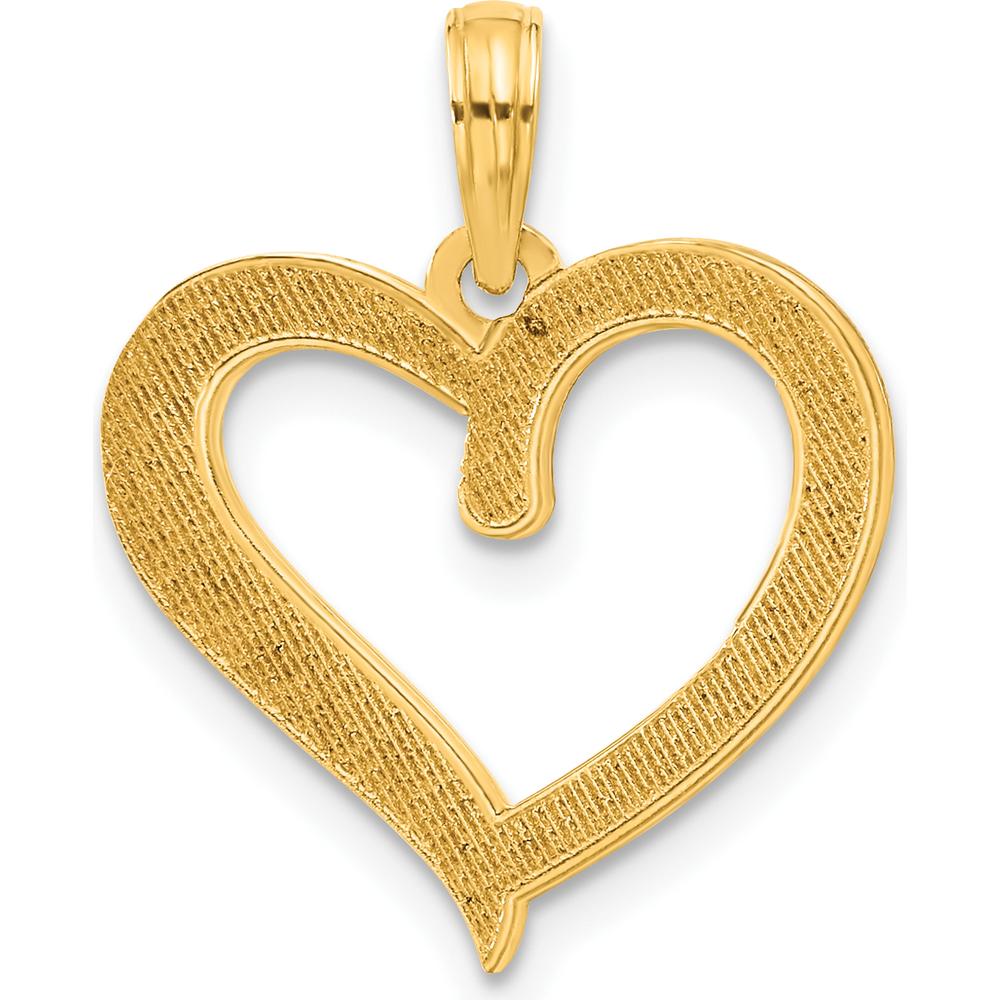 14K Yellow Gold and White Rhodium Polished Heart Pendant - 23mm Length, 17.8mm Width by Oro Pregiato