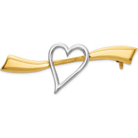 14K Yellow Gold and White Rhodium Polished Heart Pin by Oro Pregiato