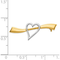14K Yellow Gold and White Rhodium Polished Heart Pin by Oro Pregiato