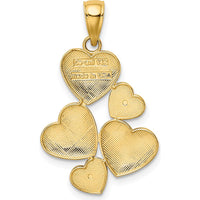 14K Yellow Gold and White Rhodium Polished Hearts Pendant with Textured Design by Oro Pregiato
