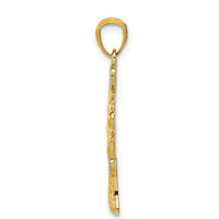 14K Yellow Gold and White Rhodium Polished Hearts Tree Pendant - 27.16mm Length by Oro Pregiato