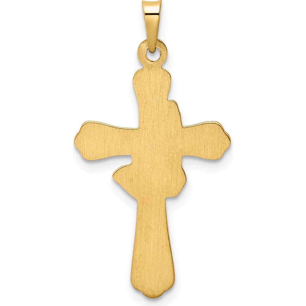 14K Yellow Gold and White Rhodium Polished Hollow Praying Hands Cross Pendant - 32.6mm in Length by Oro Pregiato