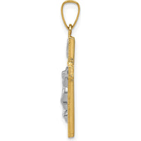14K Yellow Gold and White Rhodium Polished INRI Crucifix Pendant - 27mm Length by Oro Pregiato