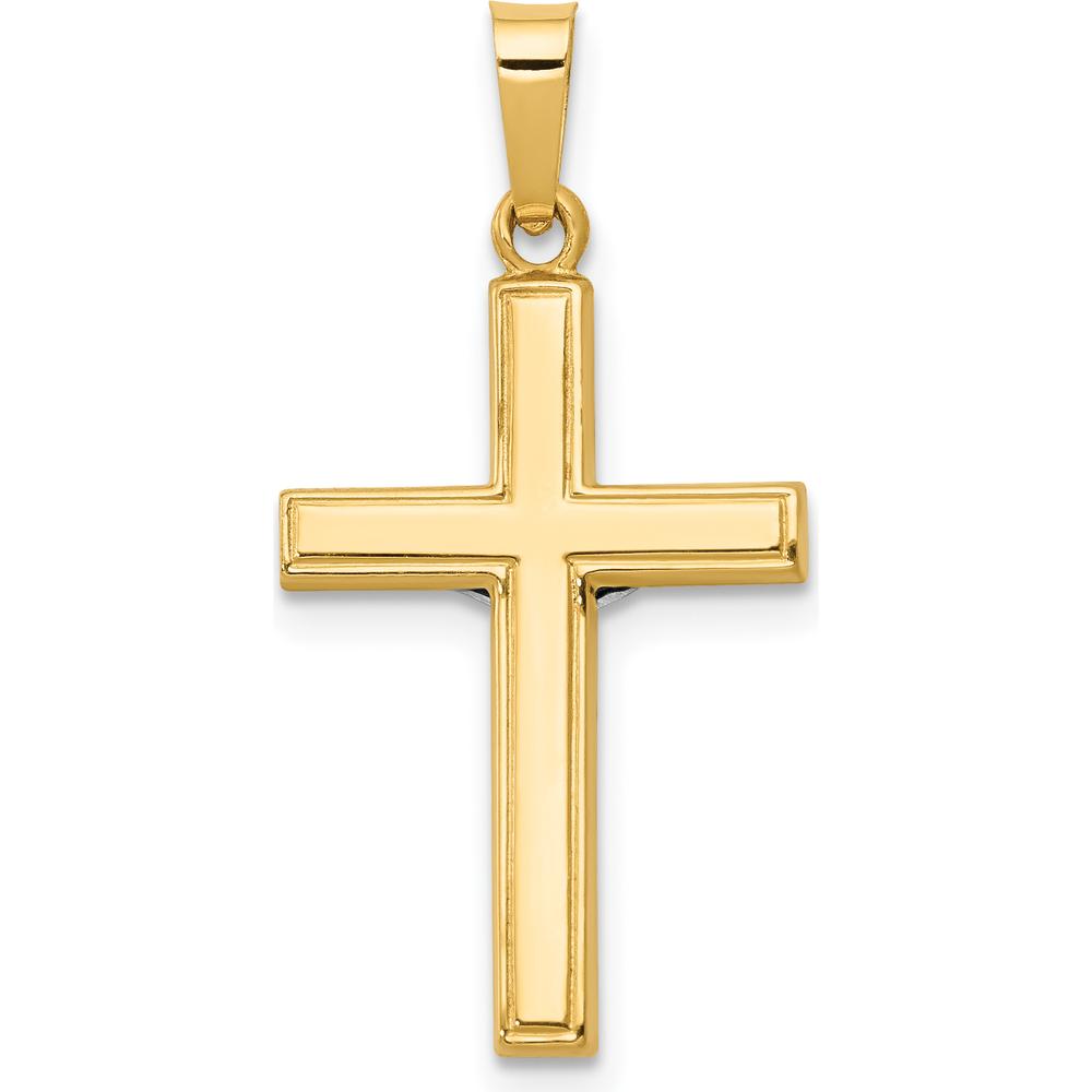 14K Yellow Gold and White Rhodium Polished INRI Crucifix Pendant - 27mm Length by Oro Pregiato