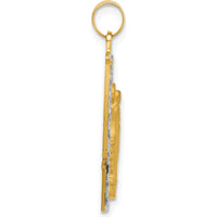 14K Yellow Gold and White Rhodium Polished Miraculous Medal Oval Pendant by Oro Pregiato