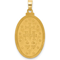 14K Yellow Gold and White Rhodium Polished Miraculous Medal Oval Pendant by Oro Pregiato