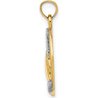 14K Yellow Gold and White Rhodium Polished Praying Hands and Cross Oval Pendant - 21.3mm Length by Oro Pregiato