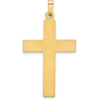 14K Yellow Gold and White Rhodium Polished Satin Cross Pendant - 36.2mm Length by Oro Pregiato
