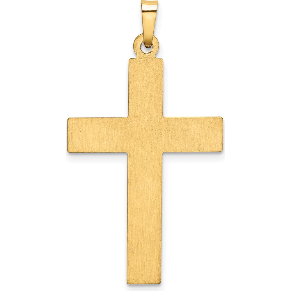 14K Yellow Gold and White Rhodium Polished Satin Cross Pendant - 36.2mm Length by Oro Pregiato