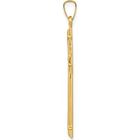 14K Yellow Gold and White Rhodium Polished Textured Passion Cross Pendant - 38.47mm Length by Oro Pregiato