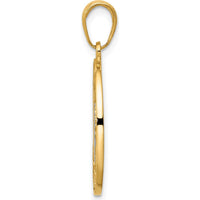 14K Yellow Gold and White Rhodium Reversible Guardian Angel Prayer Pendant - 26mm Length by Oro Pregiato