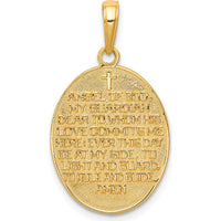 14K Yellow Gold and White Rhodium Reversible Guardian Angel Prayer Pendant - 26mm Length by Oro Pregiato
