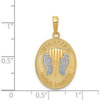 14K Yellow Gold and White Rhodium Reversible Guardian Angel Prayer Pendant - 26mm Length by Oro Pregiato