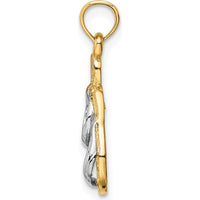 14K Yellow Gold and White Rhodium Sandals Pendant with Textured Detailing by Oro Pregiato