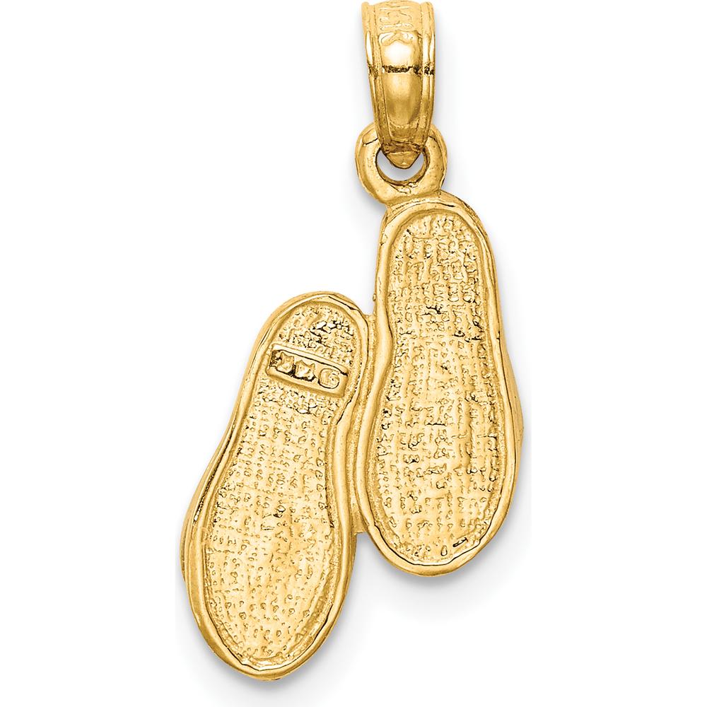 14K Yellow Gold and White Rhodium Sandals Pendant with Textured Detailing by Oro Pregiato