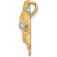 14K Yellow Gold and White Rhodium Satin Boxing Bear Pendant Slide by Oro Pregiato