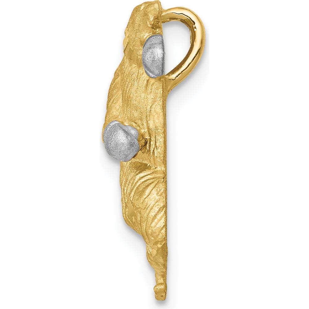 14K Yellow Gold and White Rhodium Satin Boxing Bear Pendant Slide by Oro Pregiato