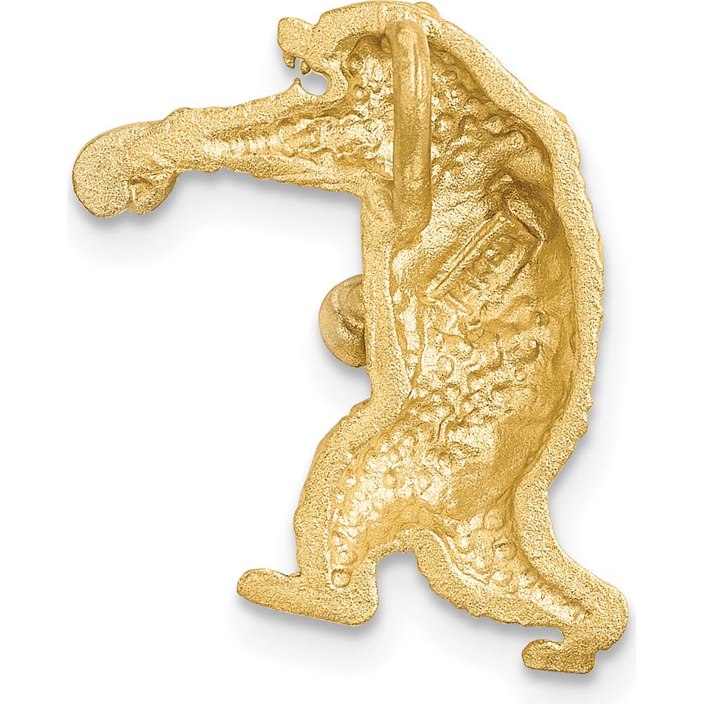 14K Yellow Gold and White Rhodium Satin Boxing Bear Pendant Slide by Oro Pregiato