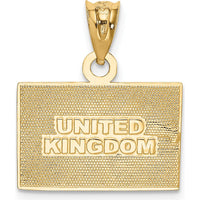 14K Yellow Gold and White Rhodium Solid Enameled United Kingdom Flag Pendant - 21mm Length by Oro Pregiato