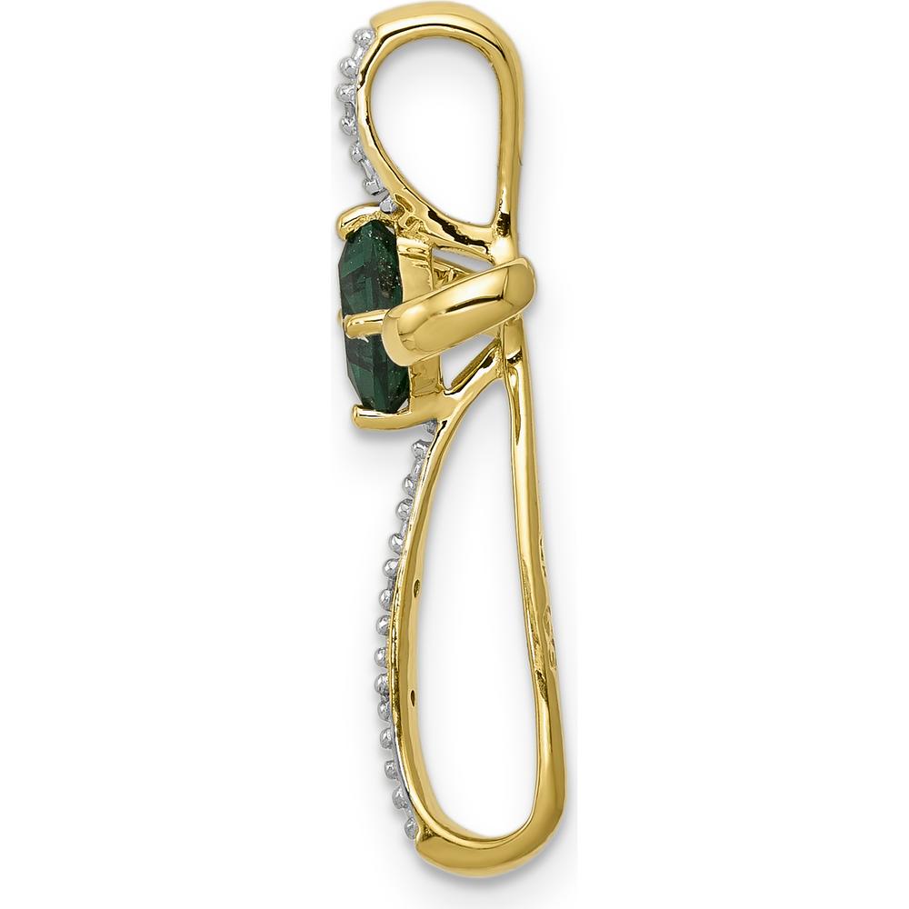 14K Yellow Gold and White Rhodium Square Lab Created Emerald and Diamond Cross Omega Slide - 0.46 Carat Total Emerald Weight by Lumare Gioia