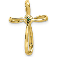 14K Yellow Gold and White Rhodium Square Lab Created Emerald and Diamond Cross Omega Slide - 0.46 Carat Total Emerald Weight by Lumare Gioia