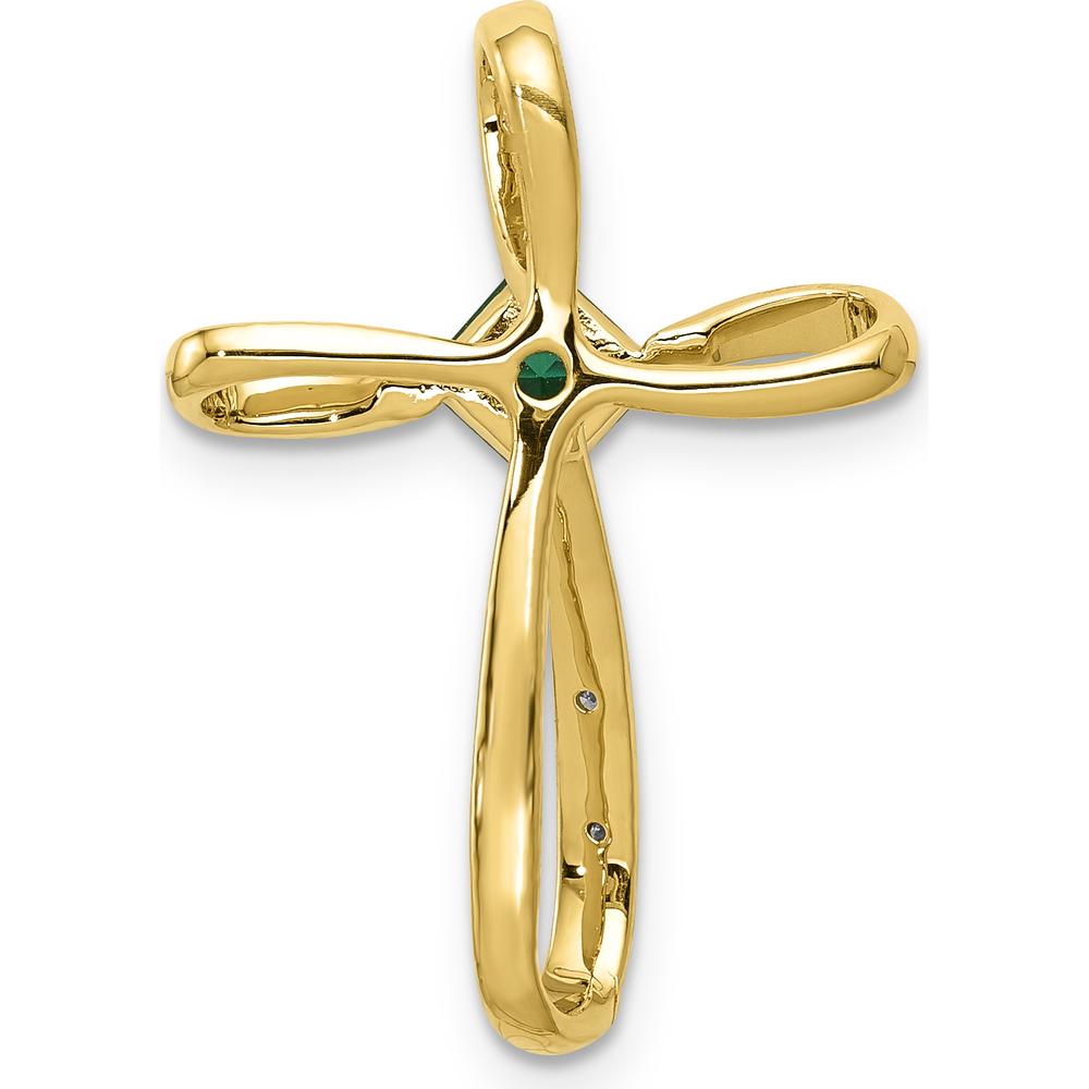 14K Yellow Gold and White Rhodium Square Lab Created Emerald and Diamond Cross Omega Slide - 0.46 Carat Total Emerald Weight by Lumare Gioia