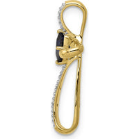 14K Yellow Gold and White Rhodium Square Lab Created Sapphire Cross Pendant with Diamond Accents - 0.46 Carat Sapphire Weight by Lumare Gioia