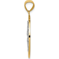 14K Yellow Gold and White Rhodium St. Christopher Protection Pendant - 31.75mm Length by Oro Pregiato
